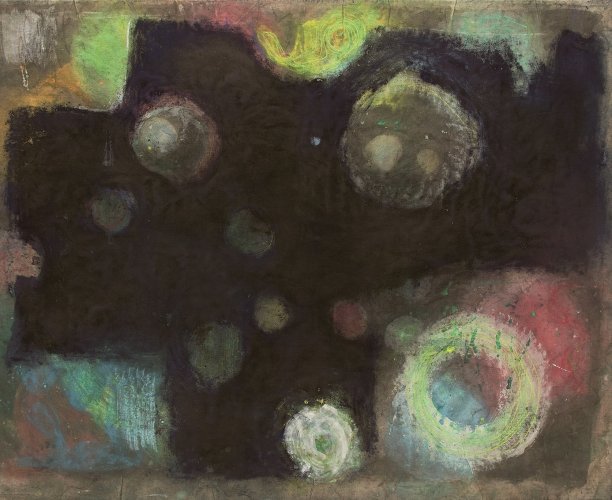 Norbert Prangenberg: Eupener Rotblau, 1994/98, Aquarell, Pastell und Pigment auf Leinwand, 181 x 220 cm, Courtesy of Galerie Karsten Greve, Köln